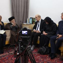 استقبال مرجع عالیقدر شیعیان سید محمدسعید حکیم (مدظله) از (ژان ایو لودریان) وزیر امور خارجه فرانسه