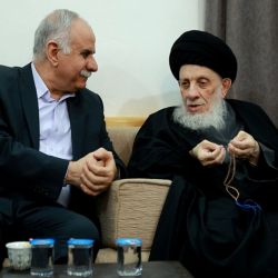 دیدار مرجع عالیقدر تشیع حاج سید محمدسعید حکیم (مدظله) با سفیر فلسطین در عراق  اقای دکتر أحمد عقل وهیئت همراه